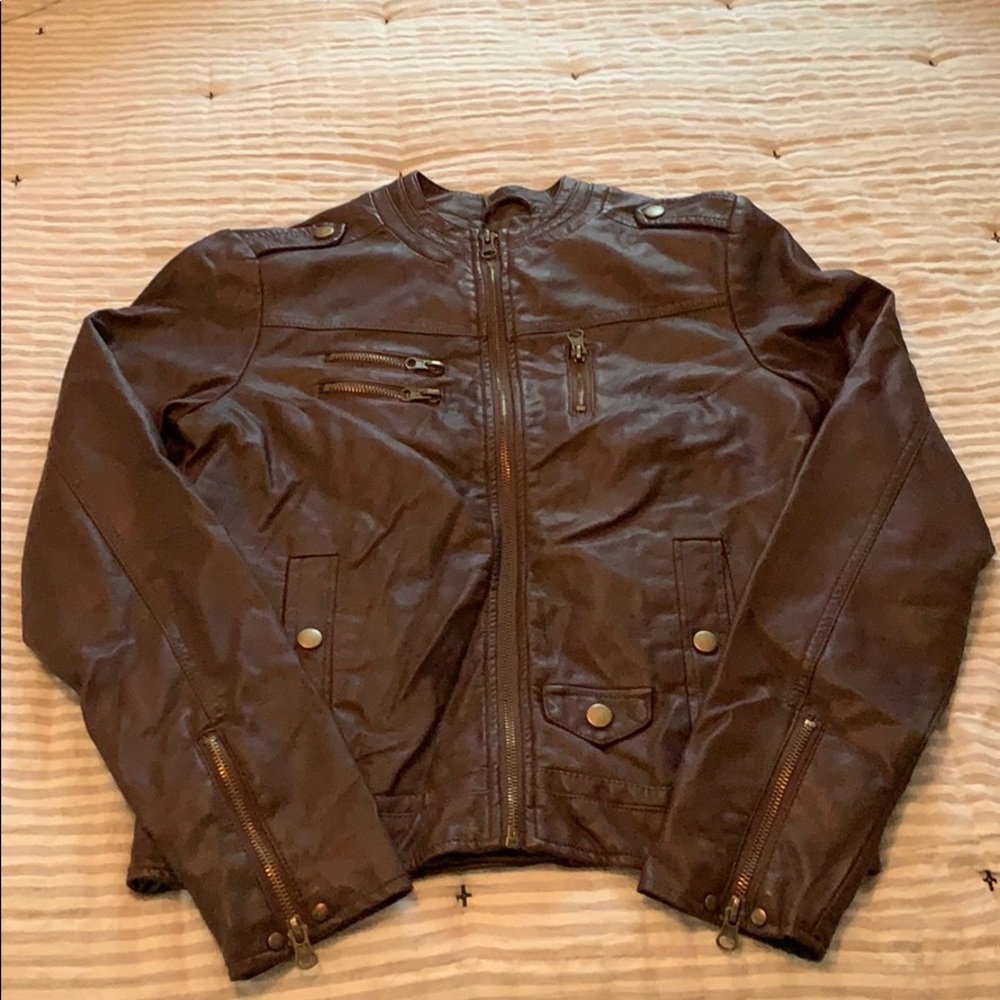 Brown Faux Leather Jacket